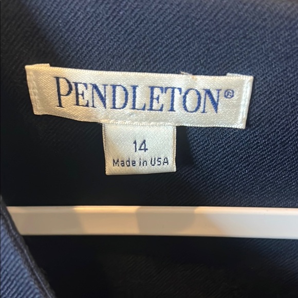 Pendleton Blue Sleeveless Sheath Dress Scoop Neck Midi 100% Virgin Wool size 14 - Picture 2 of 13